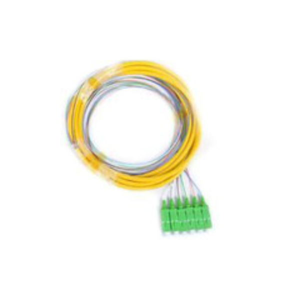 15F2-00206 3 m 6 Strand Fiber Distribution Pigtail - Single Mode - SC & APC Connectors - Green Boots