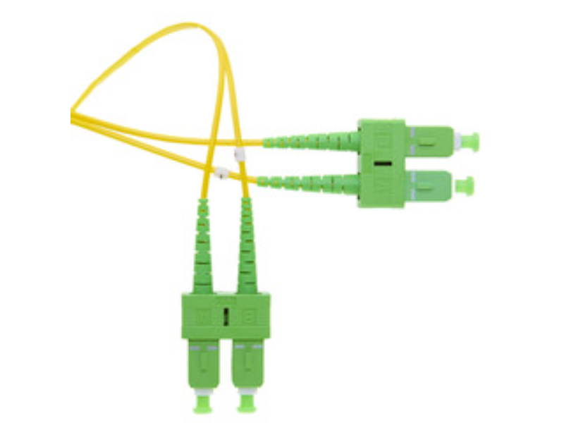 CableWholesale SCSC-01303 3 m SC & APC OS2 Duplex Fiber Optic Patch Cord - Single Mode 9 & 125 - Yellow Jacket - Green Connector