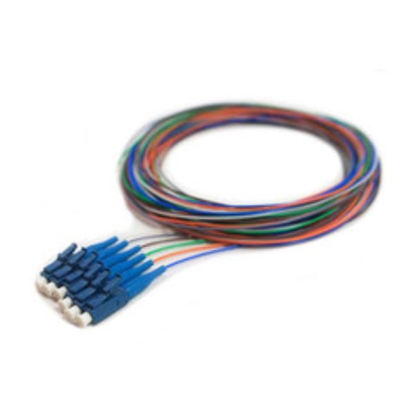 15F1-02106 3 m 6 Strand Fiber Pigtail - 9 & 125 Single Mode Blue Boot - LC & UPC Connectors