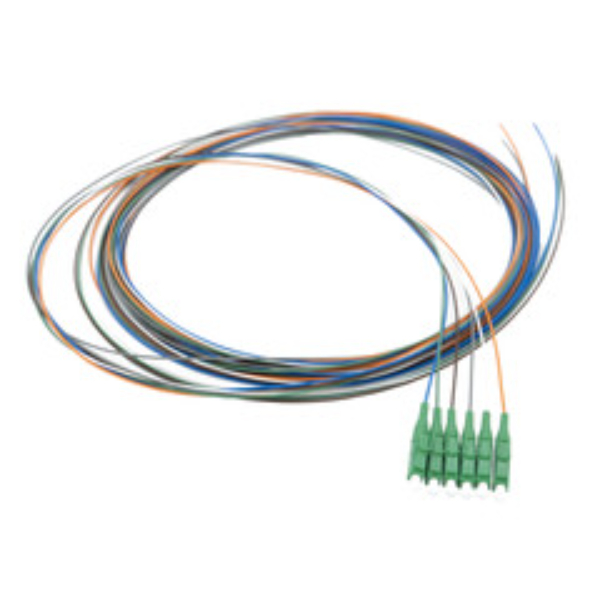 15F1-02206 3 m 6 Fiber Pigtail - SM - OS2 - LC & APC - Green Boot