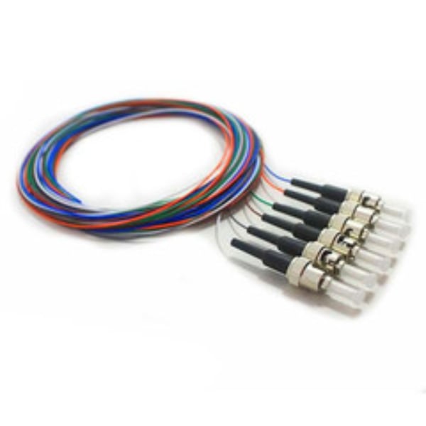15F1-31006 3 m 6 Strand Fiber Pigtail - OM2 - 50 & 125 - Multimode Black Boot ST & PC Connectors