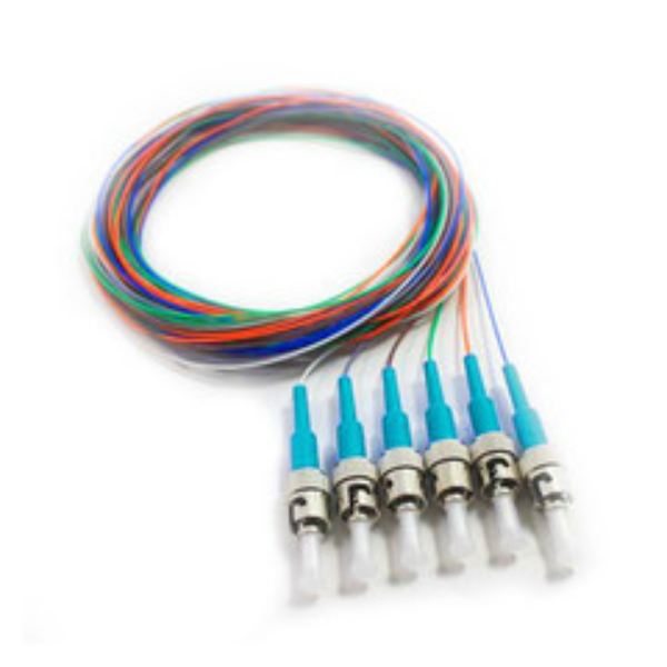 15F1-51006 3 m 6 Fiber Pigtail - OM4 - ST & PC - Aqua Boot