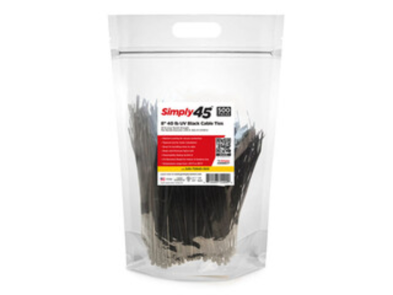 CableWholesale 30CV-01085BK 8 in. 40 lbs UV Rated Cable Tie - Black - 500 Piece