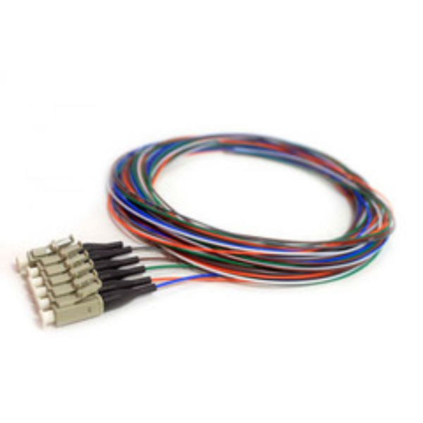 15F1-32006 3 m 6 Strand Fiber Pigtail - OM2 - 50 & 125 - Multimode Black Boot LC & PC Connectors