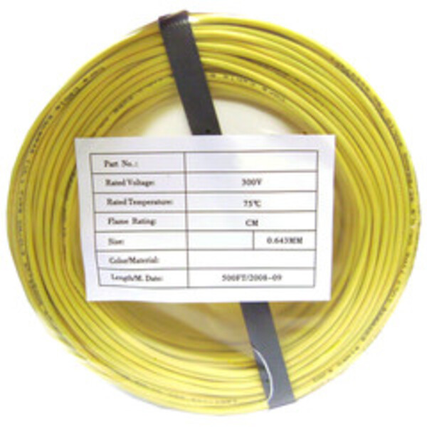 Security/Alarm Wire, Yellow, 22/4 (22AWG 4 Conductor), Solid, CMR / Inwall rated, Coil Pack,