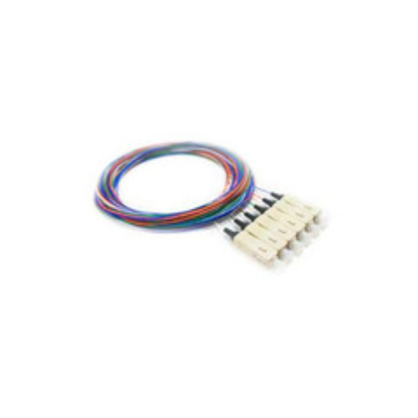 15F1-30006 3 m 6 Strand Fiber Pigtail - OM2 - 50 & 125 - Multimode Black Boot SC & PC Connectors