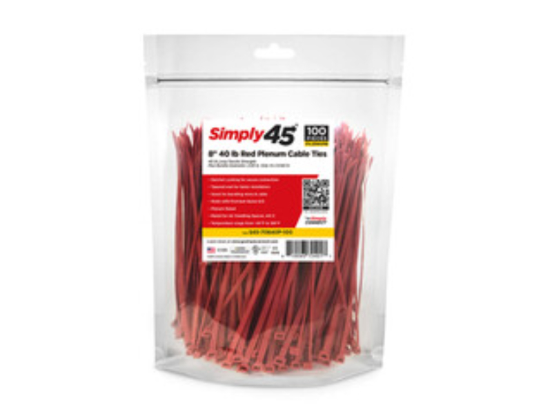 CableWholesale 31CV-17101 8 in. 40 lbs Plenum Red Air Handling Cable Ties - 100 Piece Per Bag