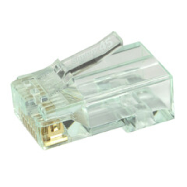 S45-1601 Simply45 Cat6 Pass Through RJ45 Crimp Connectors - Solid 23AWG & Stranded 26-24AWG - Green Tint - Clamshell 50 pieces