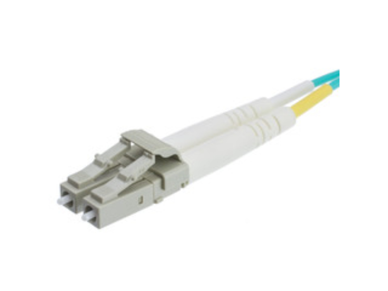 CableWholesale LCLC-41009 9 m LC OM4 Duplex 2.0 mm Fiber Optic Patch Cord - OFNR & LSZH - Multimode 50 & 125 - Aqua Jacket - Beige Connector