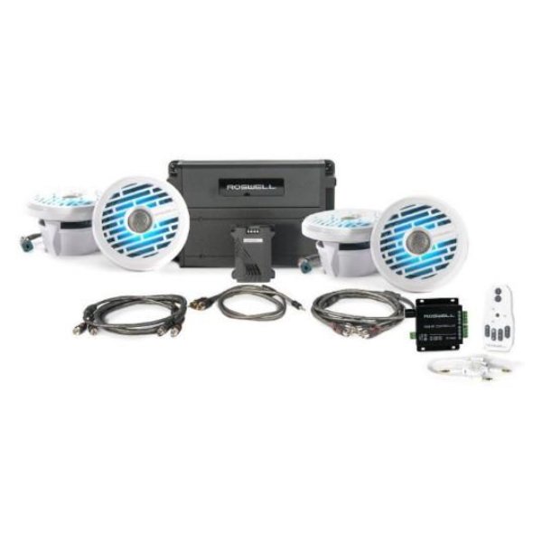 Picture of Roswell ROS-C920-2556 6.5 in. R1 Marine Audio Boat Package with RGB Remote & Controller - White