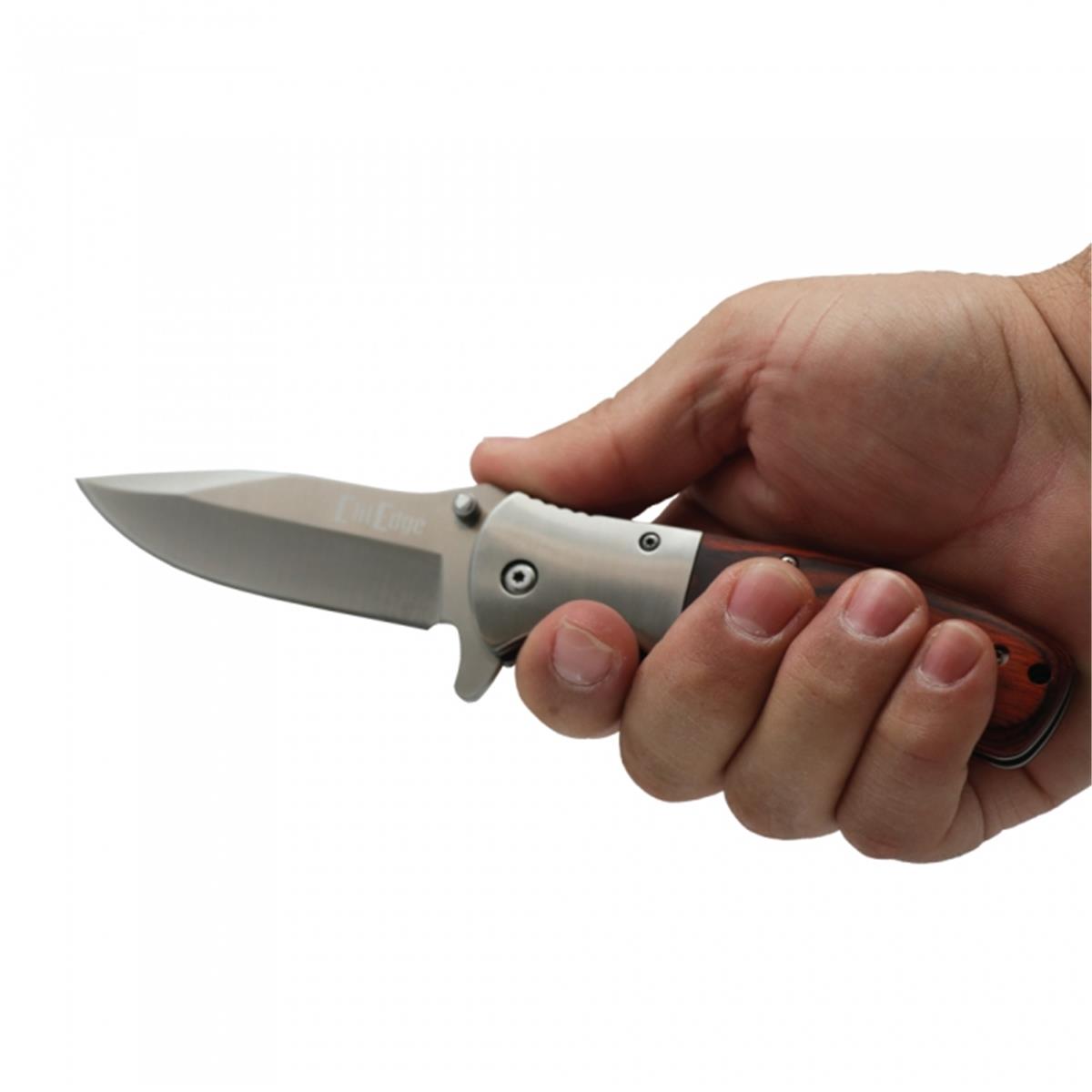 Picture of Cutting Edge Products EF07WBWN Wood Handle Stainless Steel Folding Knife
