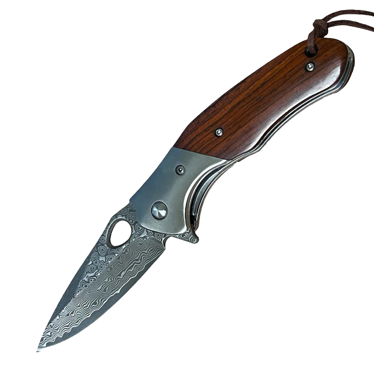 Products 10B009WD 3.5 in. Damascus Drop Point Blade & Wood Handle Knife