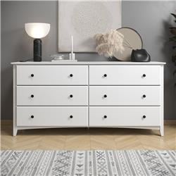 6 Drawer Shaker Style Dresser - White Finish