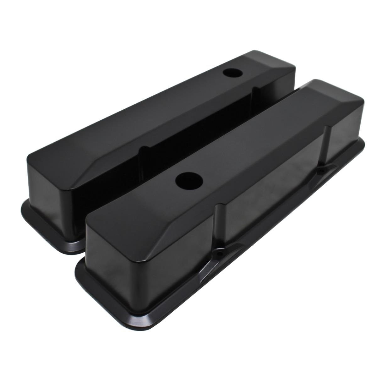 CFR HZ-6033-PBK 1958-86 Chevy Small Block 283-305-327-350 Tall Black Aluminum Recessed Valve Covers - Smooth -  CFR Performance