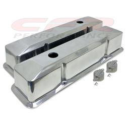 HZ-6033-POL Tall Polished Aluminum Recessed Valve Covers - Smooth for 1958-86 Chevy Small Block 283-305-327-350 -  CFR Performance