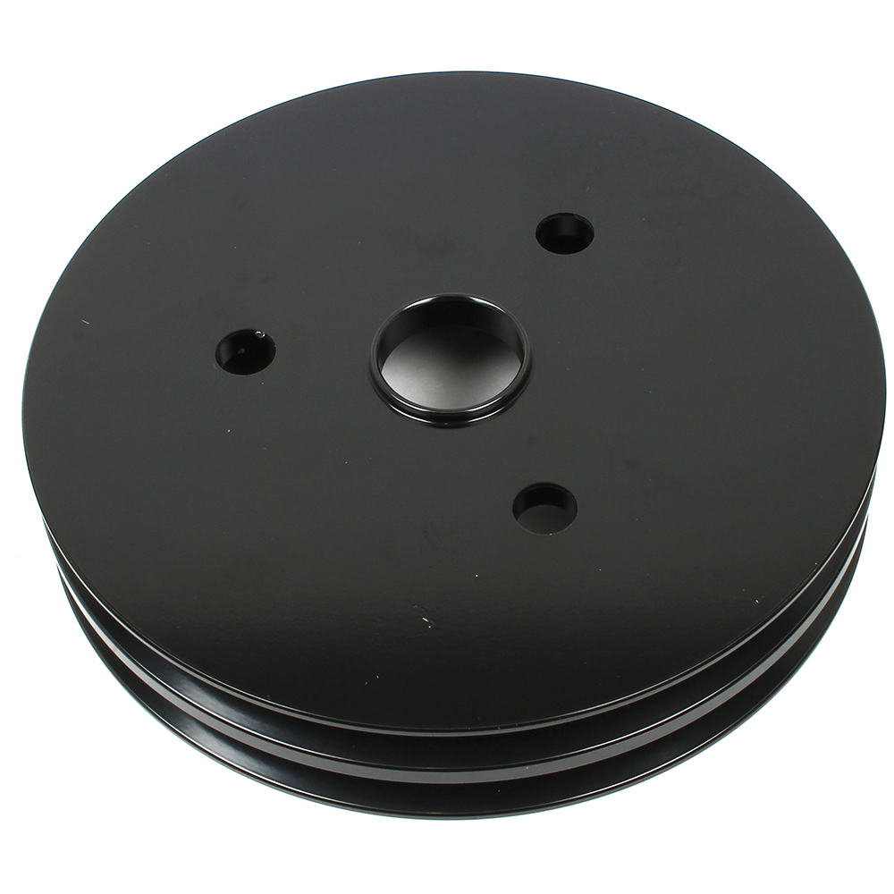 HZ-9479-PBK Aluminum Chevy SB Water Pump Pulley, Black - 2 Groove Short SWP