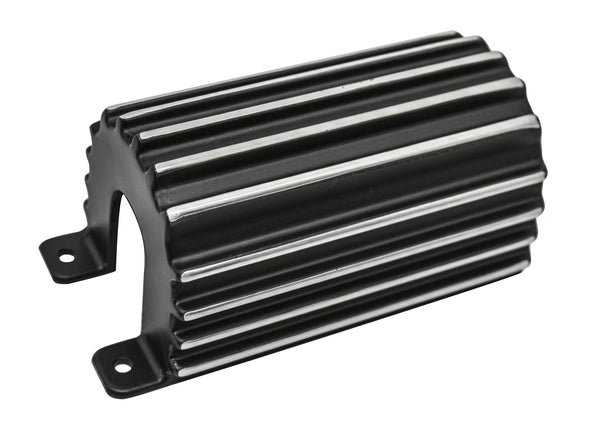 HZ-2045-PBK Aluminium Finned Canister Round Ignition Coil Cover, Black