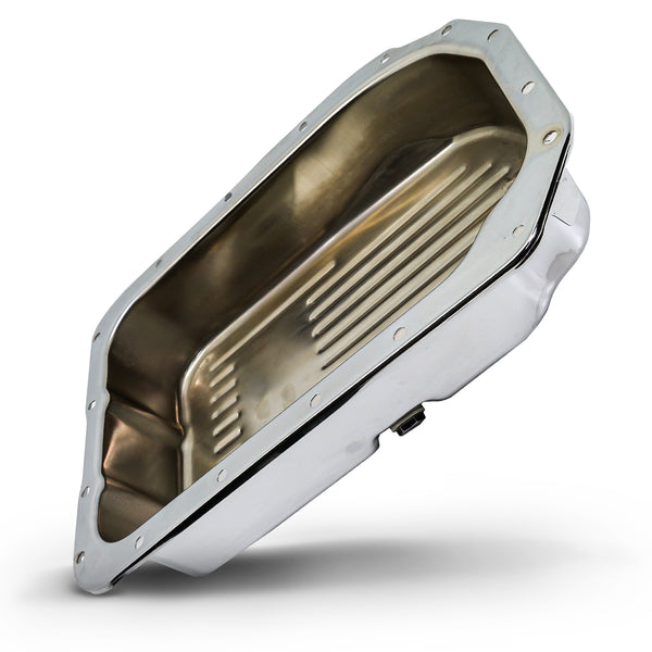 HZ-4181-C Steel Chevy & GM 4L80 4L80E 4L85E Transmission Pan Deep, Chrome
