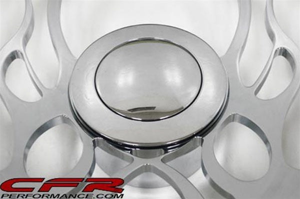 HZ-5500-C Billet Aluminum Steering Wheel Horn Button Smooth Covered Holes, Chrome