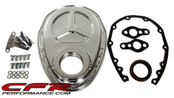 HZ-4934-1-C-KIT Steel 1955-1995 Chevy SB 283-305-327-350-400 Timing Chain Cover Kit, Chrome