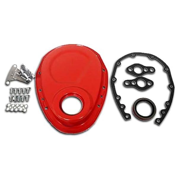 HZ-4934-PBK-KIT Steel 1955-1995 Chevy SB 283-305-327-350-400 Timing Chain Cover Kit, Black