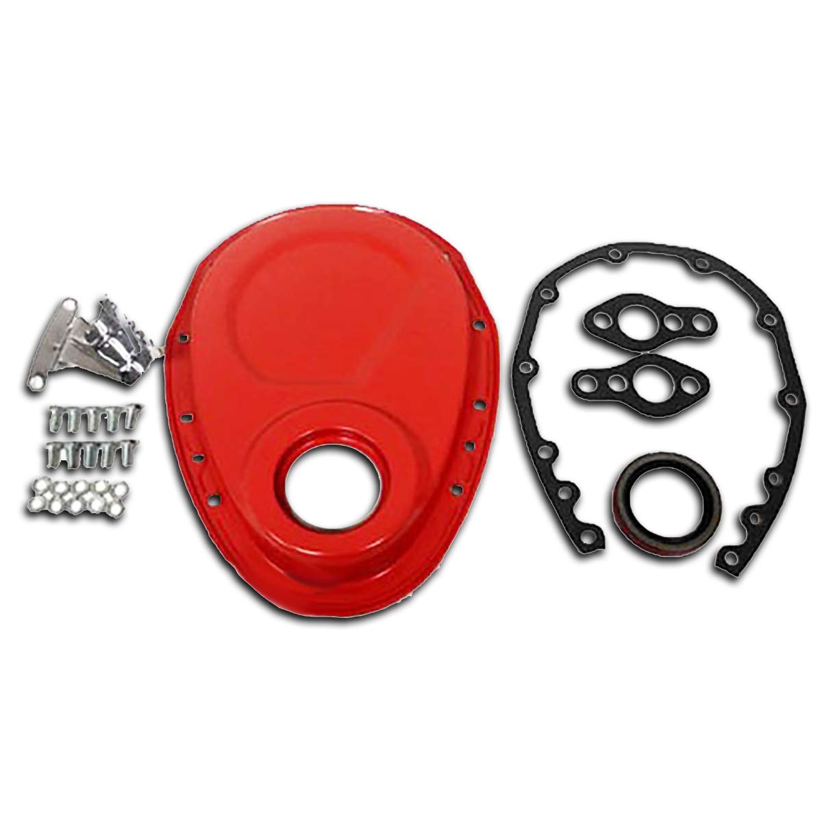 HZ-4934-PO-KIT Steel 1955-1995 Chevy SB 283-305-327-350-400 Timing Chain Cover Kit, Orange