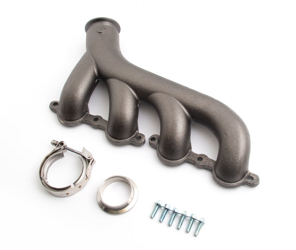 HZ-9981-R Cast Iron Exhaust Manifolds Driver Side V Band Clamp 2002-2012 Chevy LS Based - Raw