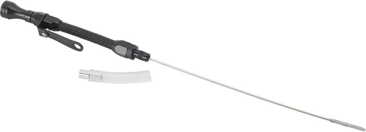 CFR-2001-PBK Stainless Braided 1980-2002 Chevy SB Billet Handle Flexible Dipstick, Black