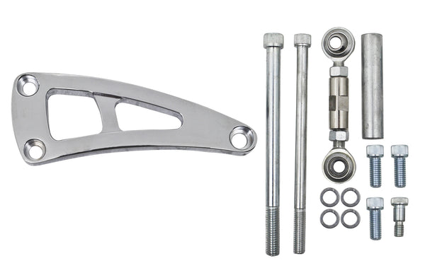 HZ-6423-C Billet Aluminum Chevy BB Alternator Bracket, Chrome - LWP
