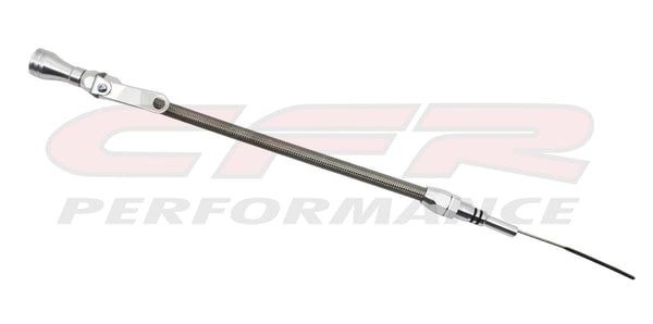 CFR-2000 Stainless Steel Braided 1956-1990 Chevy BB Billet Handle Flexible Dipstick, Natural