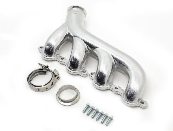 HZ-9981-CER-SIL Cast Iron Exhaust Manifolds Driver Side V Band Clamp 2002-2012 Chevy LS Based, Ceramic Silver