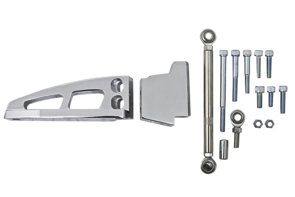 HZ-6422-C Billet Aluminum Chevy BB Short Water Pump AC Bracket, Chrome