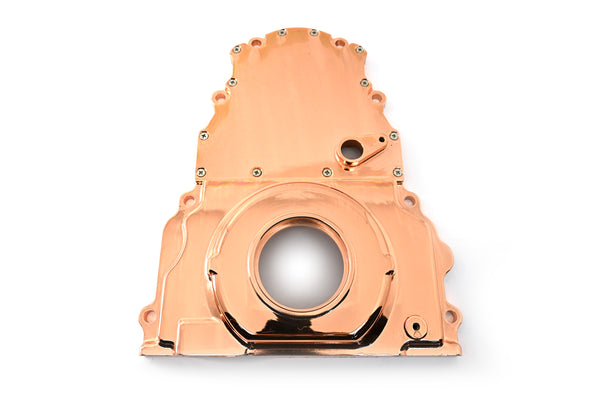 HZ-6008-COP Aluminum Chevy LS Timing Chain Cover Cam Sensor Hole, Copper - 2 Piece