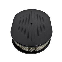 CFR HZ-6020-1-PBK 12 in. Chevy-Ford-Mopar Oval Black Aluminum Air Cleaner Ball Milled - Black -  CFR Performance