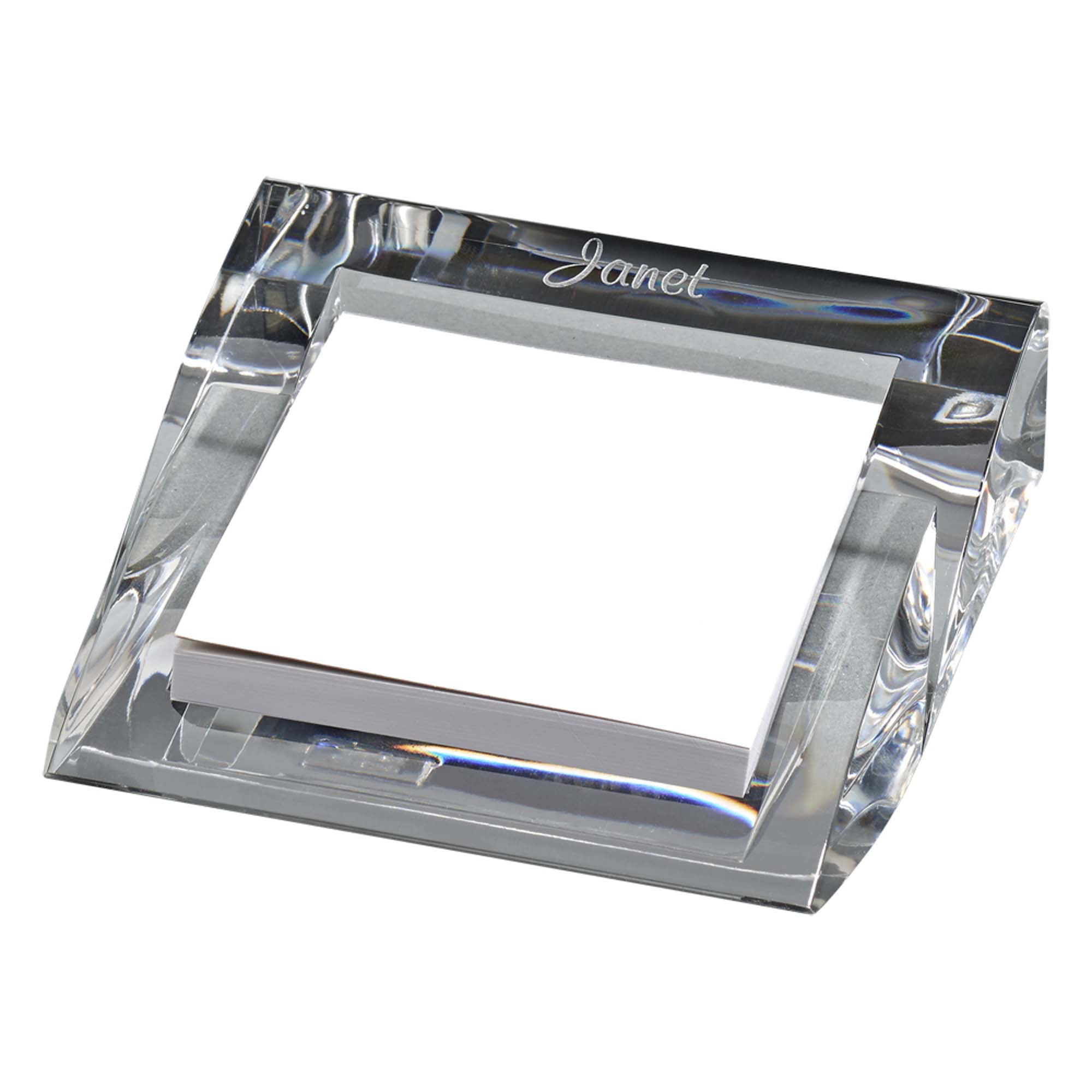 Picture of Creative Gifts International 002724 Clearylic Name Card Holder & Pad or Paper Holder - Silver