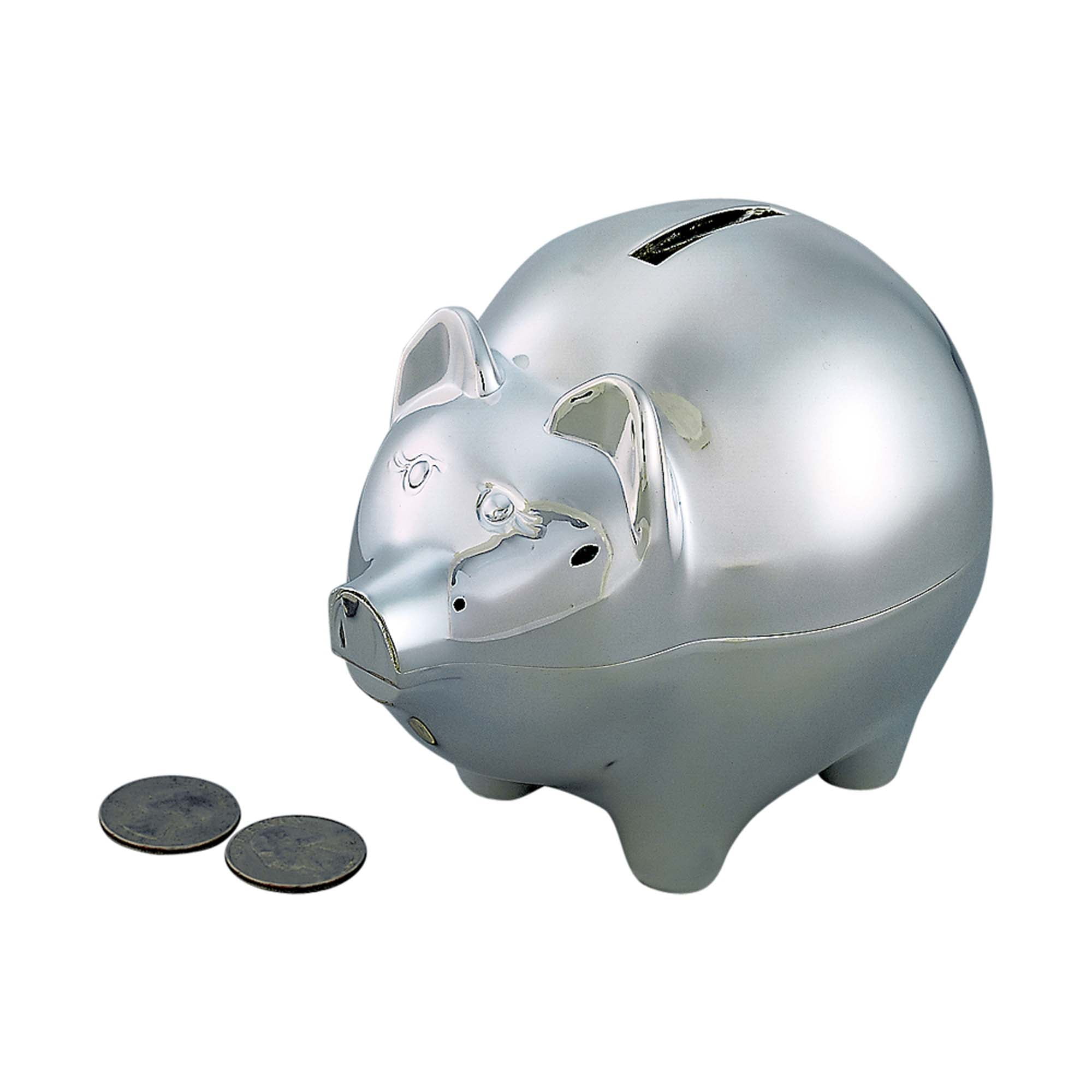 Picture of Creative Gifts International 023237 4 x 3.25 x 5 in. Nickel Plated Pig Bank&#44; Large - White