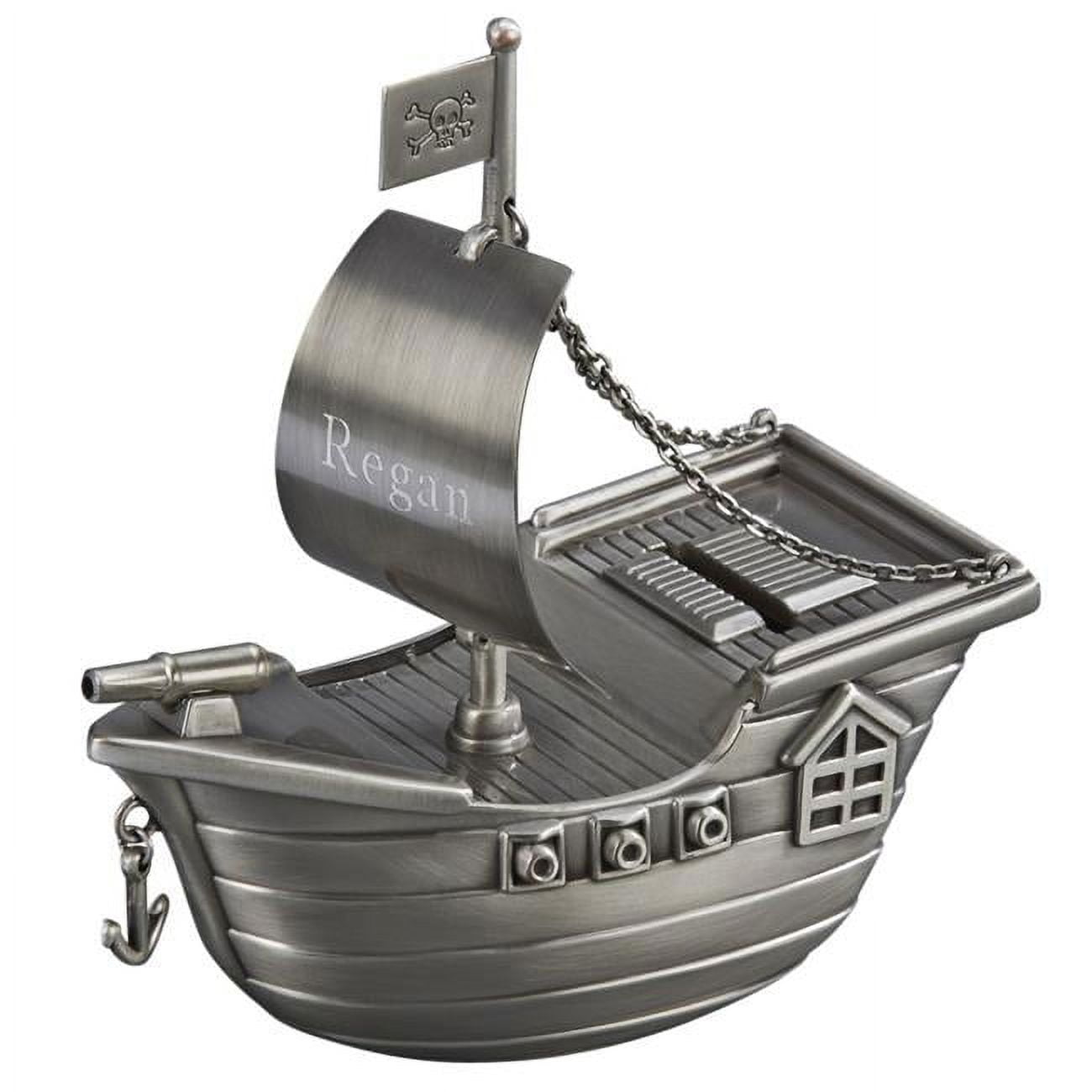 Picture of Creative Gifts International 023458 6 x 5.5 x 2.5 in. Pewter Finish Pirate Ship Bank - Light Green