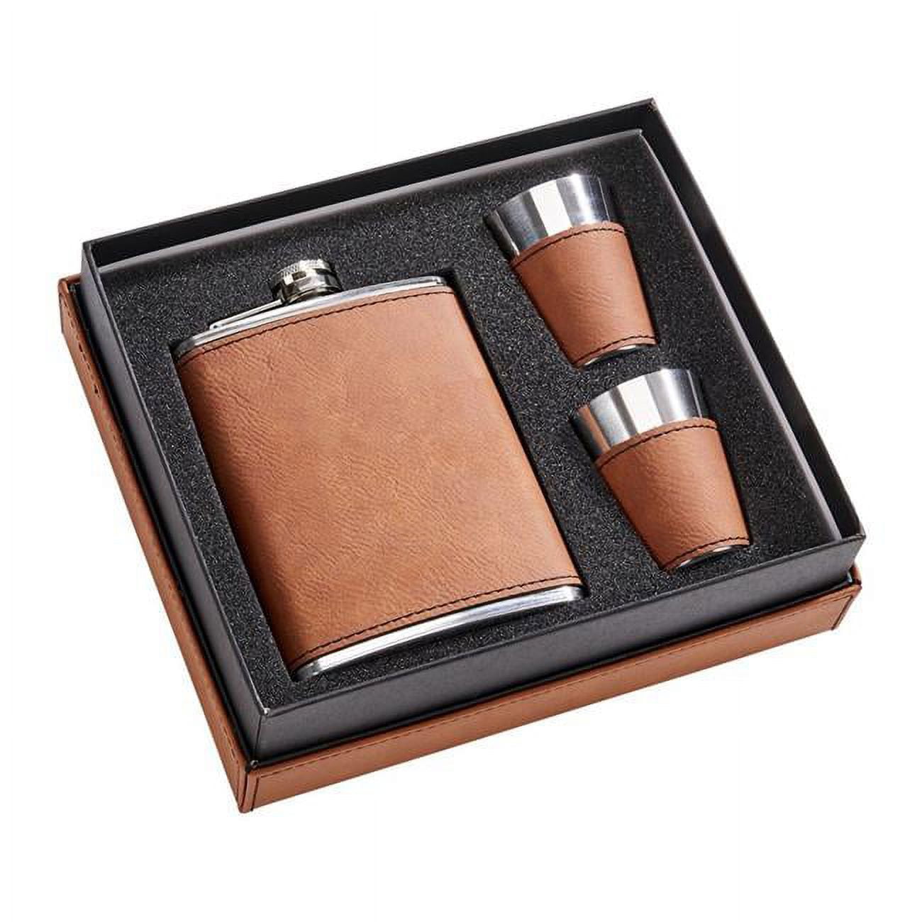 Picture of Creative Gifts International 002306 Leatherette Flask & Shot Set&#44; Caramel