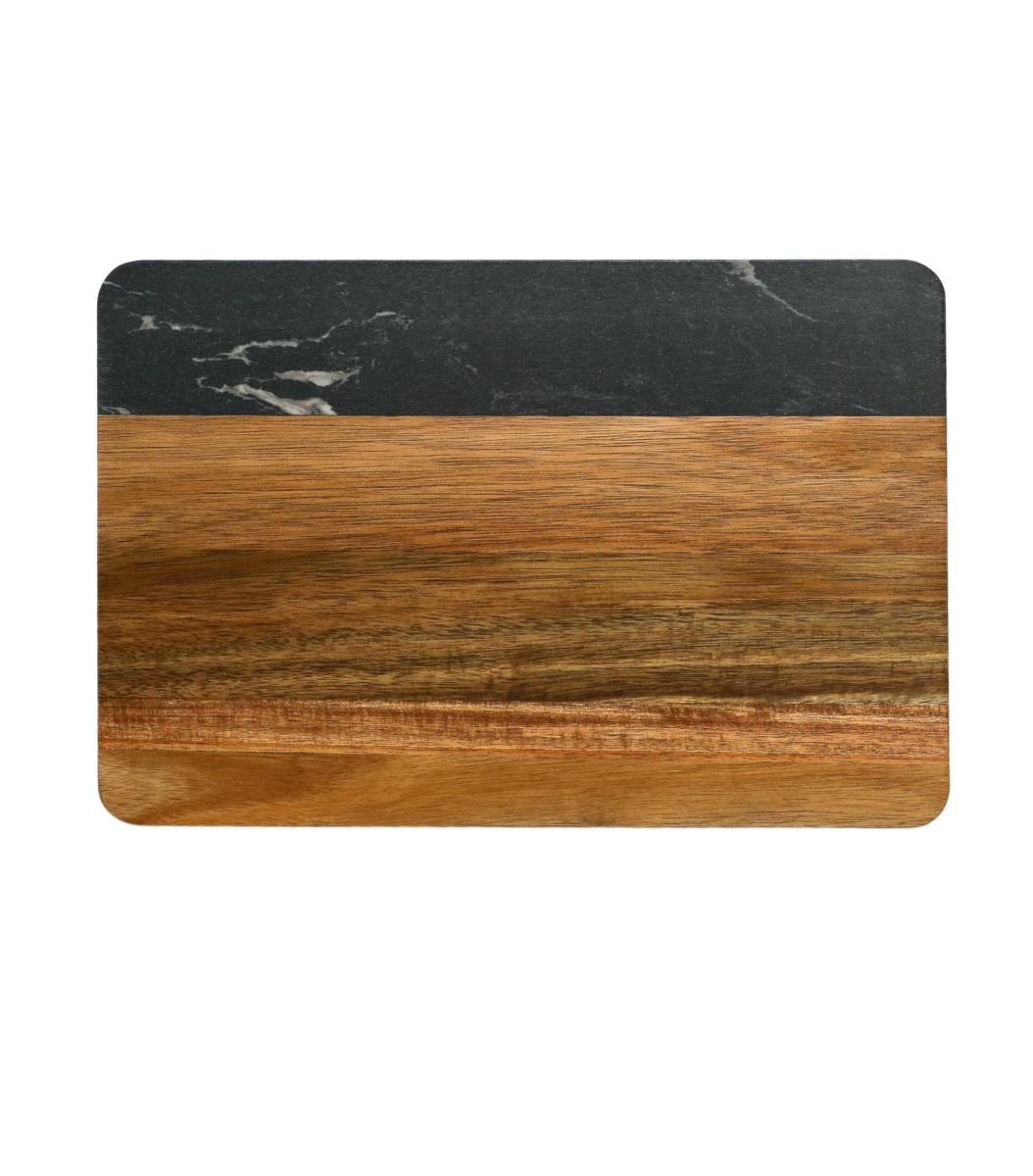 Picture of Creative Gifts International 016017 11.75 x 8 in. Black Marble with Acacia Wood Charcuterie Platter Rectangle Cutting Board