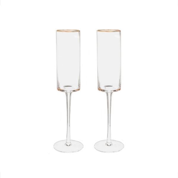 Picture of Creative Gifts 003843 8 oz Rim Champagne Flutes Set&#44; Gold - Set of 2