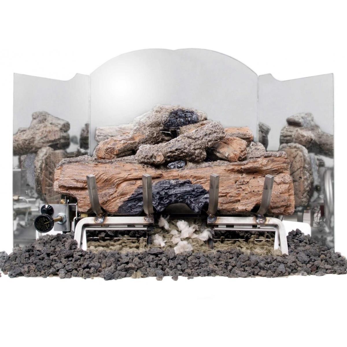 Real Fyre FBSP24 24 in. Traditional Fireback - Polished Stainless Steel
