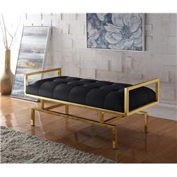 Picture of Luxury Bedding FBH2635 Contemporary Tufted Seating Goldtone Metal Leg Bench&#44; Black