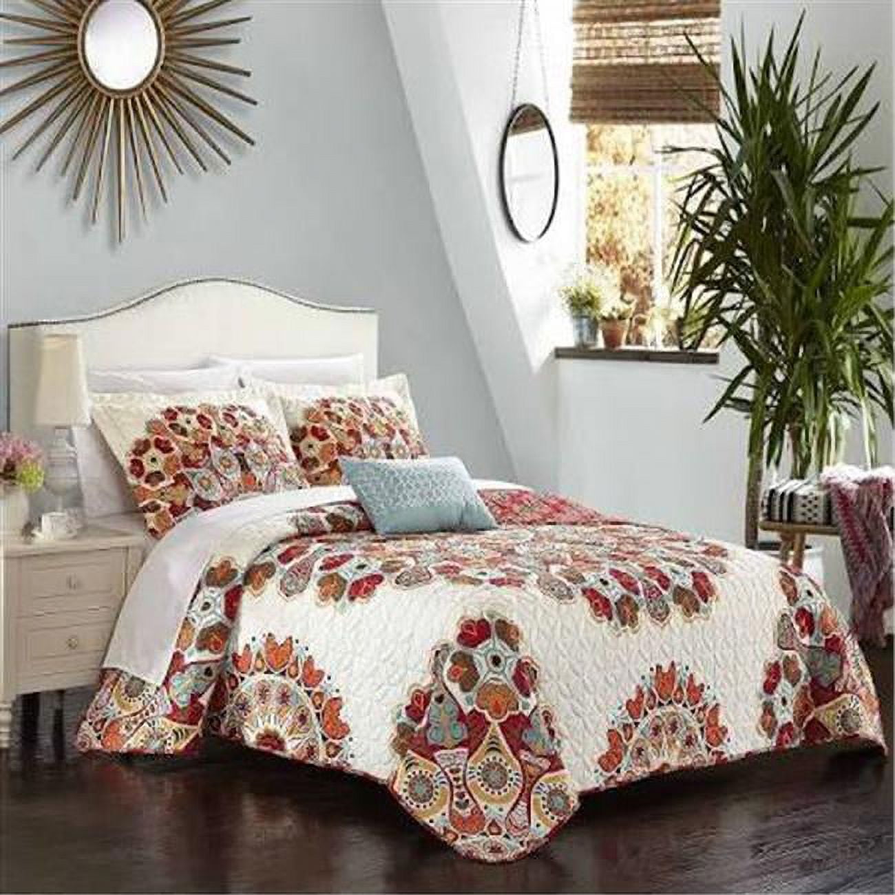 Picture of Chic Home QS5286 Anjou Reversible Quilt Cover Set&#44; Queen Size - Red&#44; 4 Piece