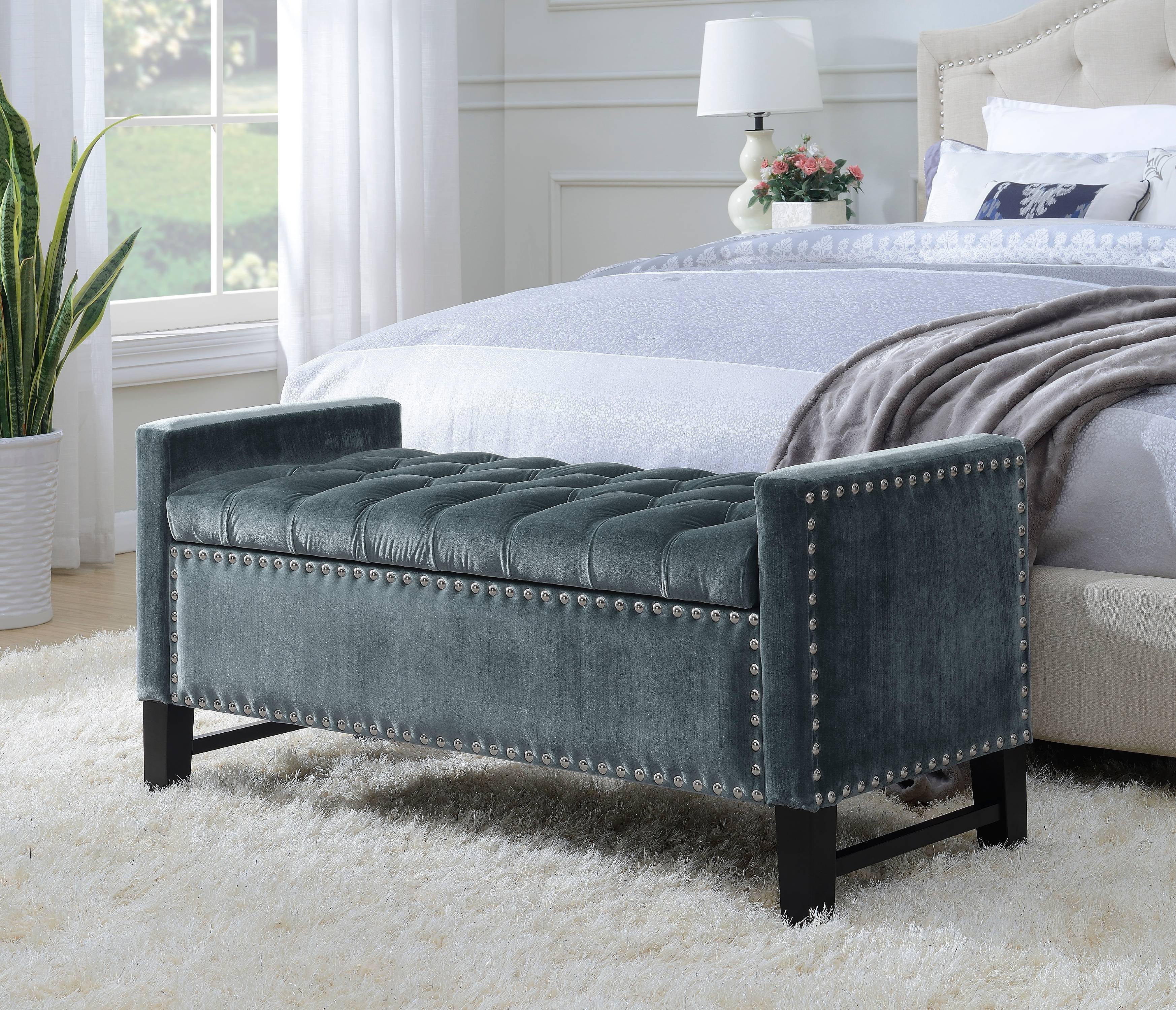 Picture of Chic Home FSB2686 Harvey Neo Traditional Velvet Tufted Storage Bench&#44; Grey