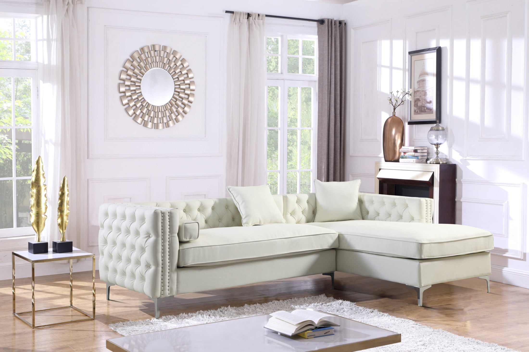 Picture of Chic Home FSA2902-US Chic Home Monet Left Hand Facing Sectional Sofa L Shape - Cream