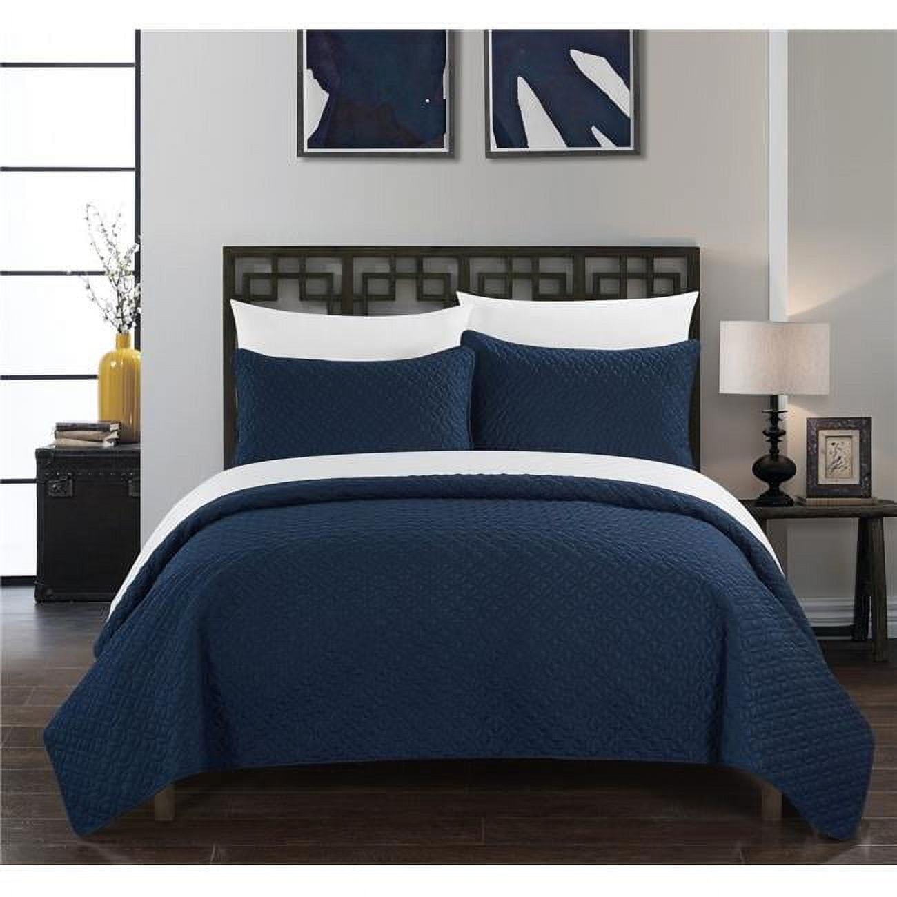Picture of Chic Home BQS00156-BIB-US Thor Quilt Cover Set&#44; Navy - King - 7 Piece
