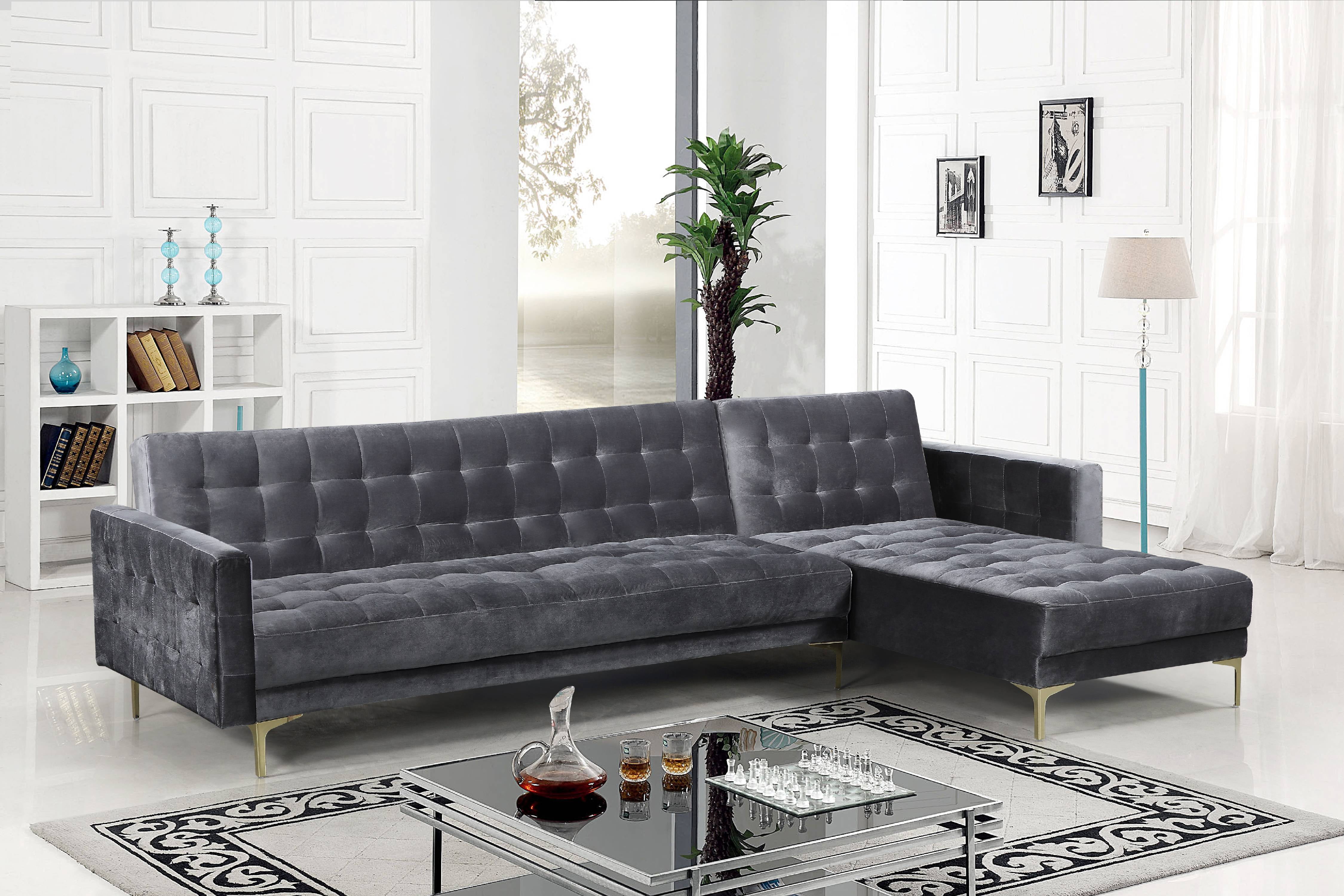 Picture of Chic Home FSA9007-US Modern Contemporary Kiefer Right Facing Convertible Sectional Sofa&#44; Grey
