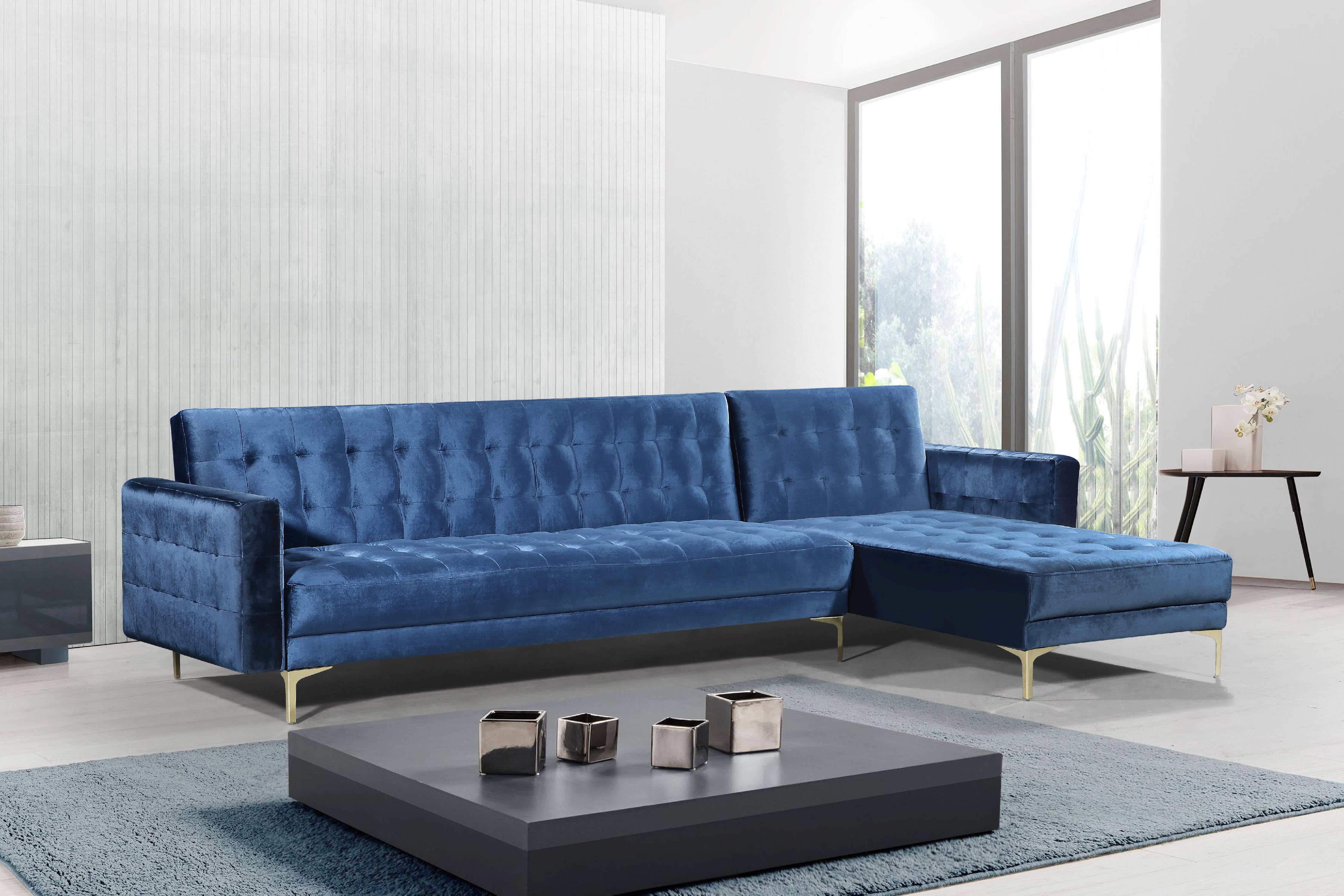 Picture of Chic Home FSA9008-US Modern Contemporary Kiefer Right Facing Convertible Sectional Sofa&#44; Navy
