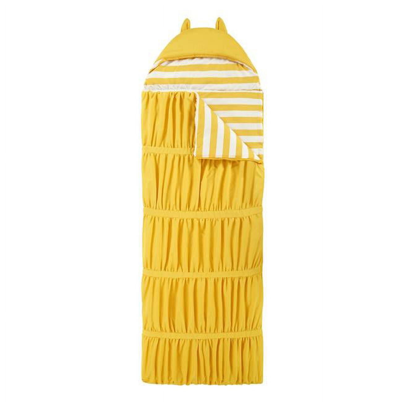 Picture of Chic Home BBG17987-US Reina Sleeping Bag with Cat Ear Hood Ruched Ruffled Design with Striped Interior for Kids&#44; Teens & Young Adults Zipper Closure&#44; 32 x 75 in. - Yellow & White