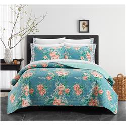 Picture of Chic Home BQS23582-US Cariel Quilt Set&#44; Aquamarine & Coral - California King Size - 9 Piece
